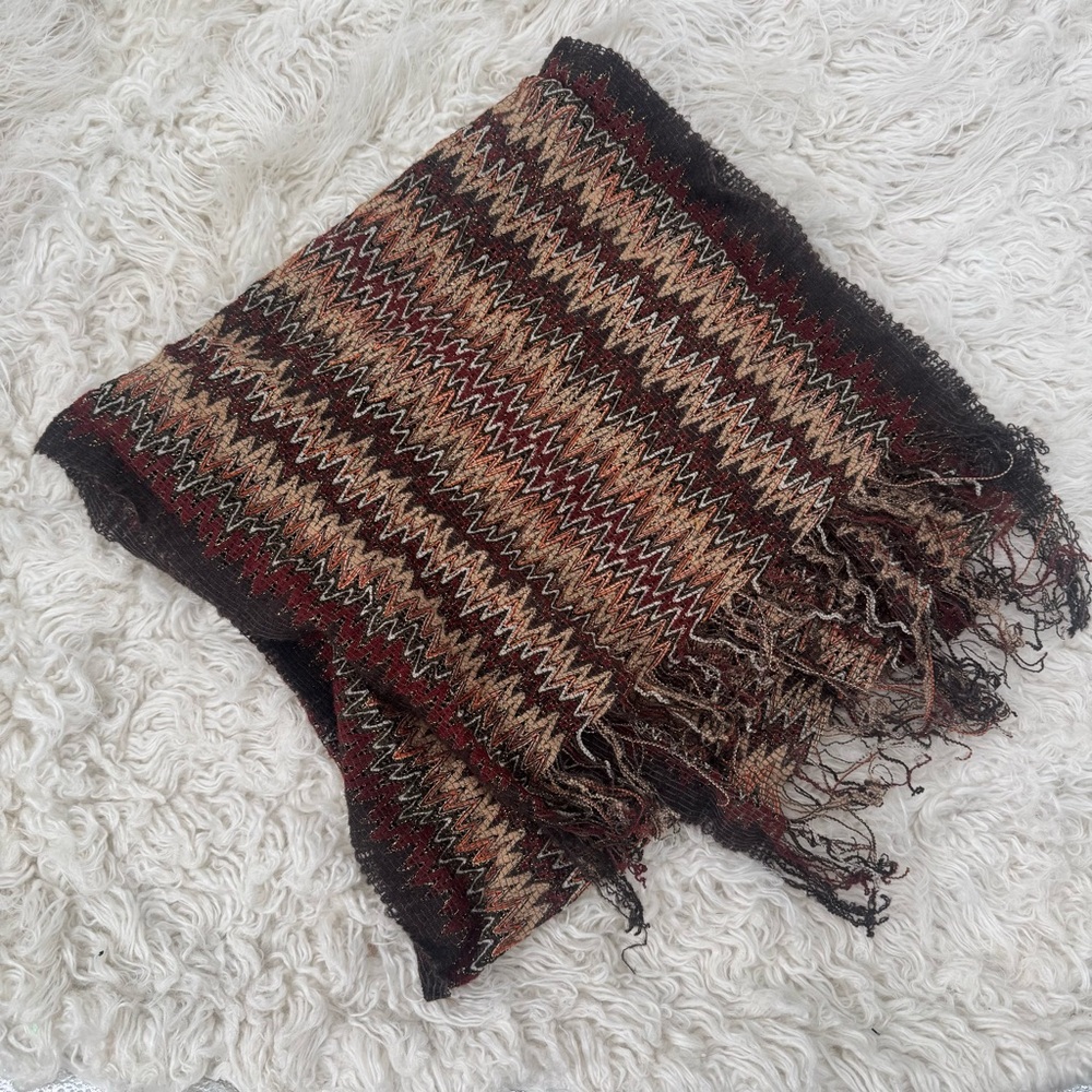 Missoni Fringed Zigzag Women’s Scarf Brown Multi Color